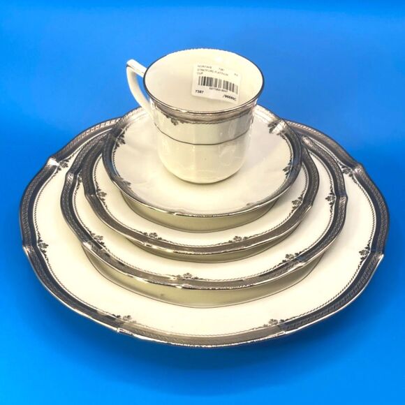 Noritake Stratford 7387 Platinum 5 pc Place setting Dinner salad, bread, C&S NEW - Picture 1 of 6
